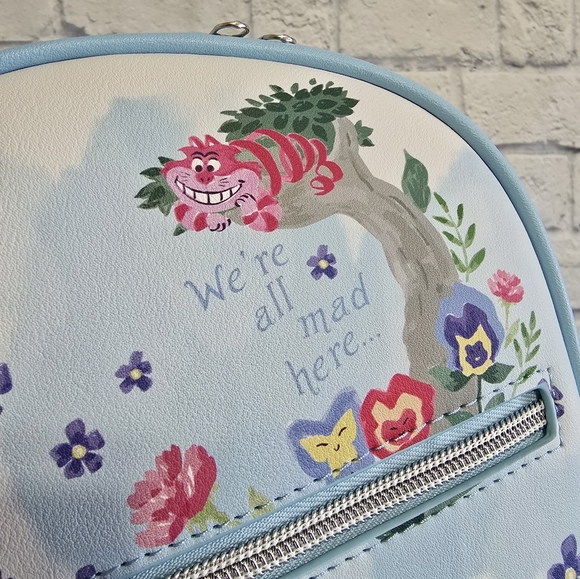 Loungefly Alice in Wonderland Character Floral Mini Backpack Disney Bag Blue New - Picture 5 of 16